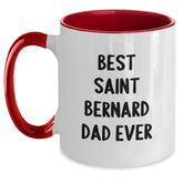 Saint Bernard Dog Lovers Best Dad Ever Funny Quote Two Tone Coffee Mug, Gifts from Men to Family for Birthday Unique Presents - Main
